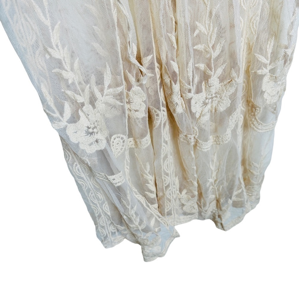 Entro Robe Women's Small #J9083 V-Nk Bell Slv Ivory Floral Lace Nylon/Cotton - Picture 6 of 9